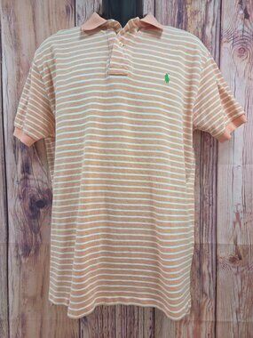 Polo Ralph Lauren Mens Orange Striped Polo Large